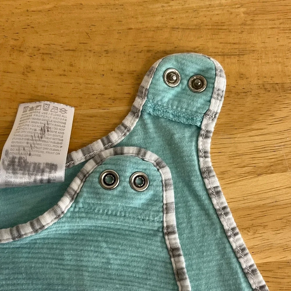 Nuzzlin Baby Sleep Bag Teal Striped Hedgehog Sleeveless Wearable Blanket
